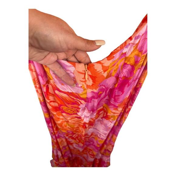 Lovers and Friends Morgan Maxi Dress Blouson Sleeves Chai Floral Print Size XS - Picture 6 of 16